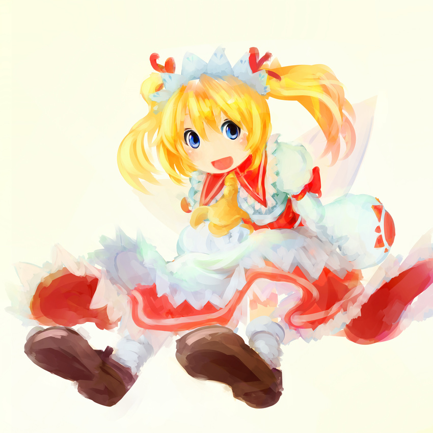 ascot blonde_hair blue_eyes faux_traditional_media highres sakana_(packetsjp) short_hair solo sunny_milk touhou twintails