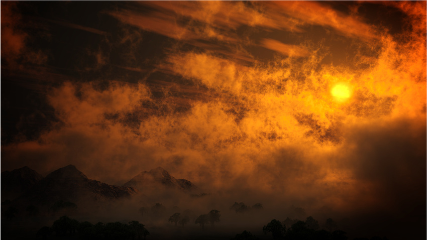 3d clouds landscape original scenic sky sunset tree y-k
