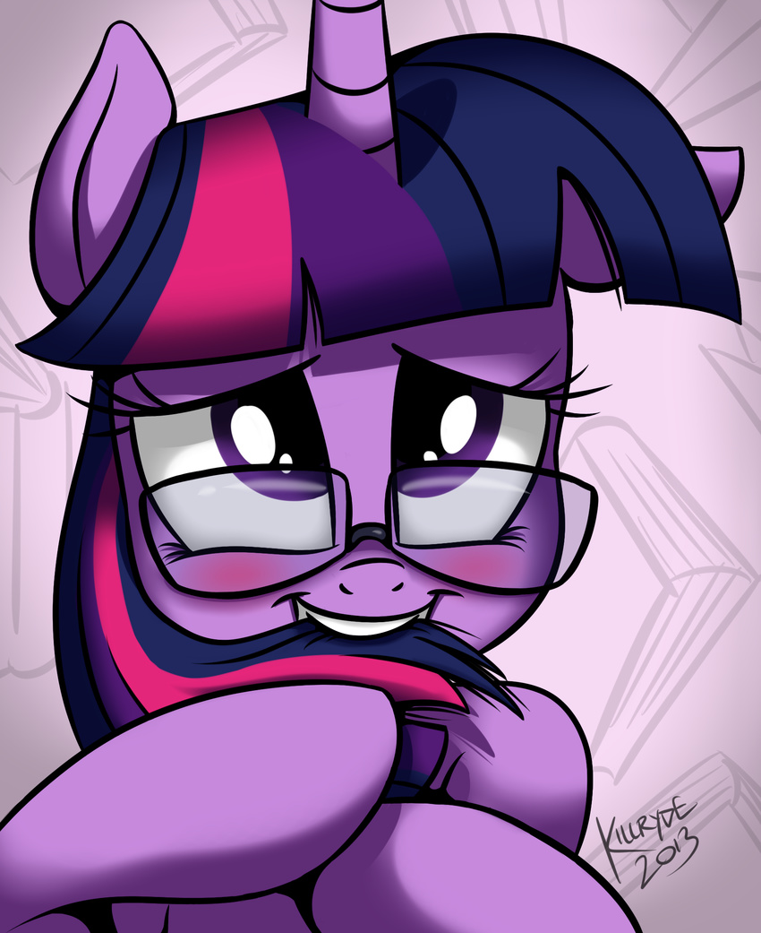 bite blush cute equine eyewear female feral friendship_is_magic glasses hair horn horse killryde looking_at_viewer mammal my_little_pony pony purple_eyes solo twilight_sparkle_(mlp) two_tone_hair unicorn