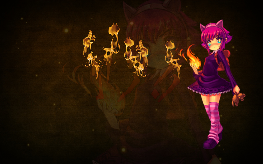 animal_ears annie_hastur fire knockwurst league_of_legends pink_hair tibbers