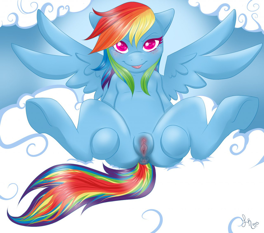 blue_fur equine female feral friendship_is_magic fur hair horse looking_at_viewer mammal mrsred multi-colored_hair my_little_pony pegasus pony purple_eyes pussy rainbow_dash_(mlp) solo spread_legs spreading wings