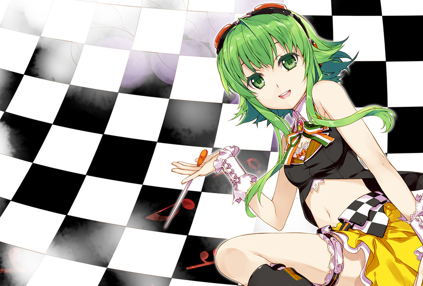 exit_tunes fujima_takuya glasses green_eyes green_hair gumi highres instrument short_hair vocaloid