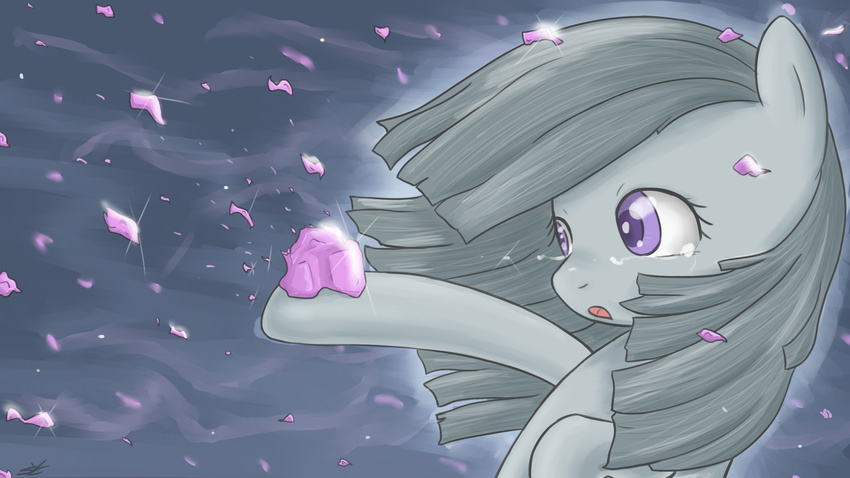 female flower friendship_is_magic fur grey_fur grey_hair hair horse inkie_pie_(mlp) long_hair mammal my_little_pony open_mouth petals pony purple_eyes rose simple_background solo sparkles speccysy tongue wallpaper windy