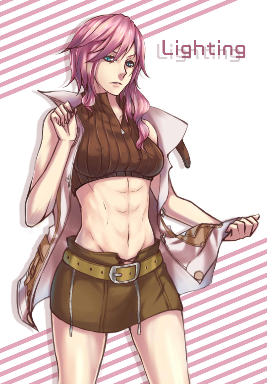abs final_fantasy final_fantasy_xiii highres lightning_farron midriff muscle n_(norelle)
