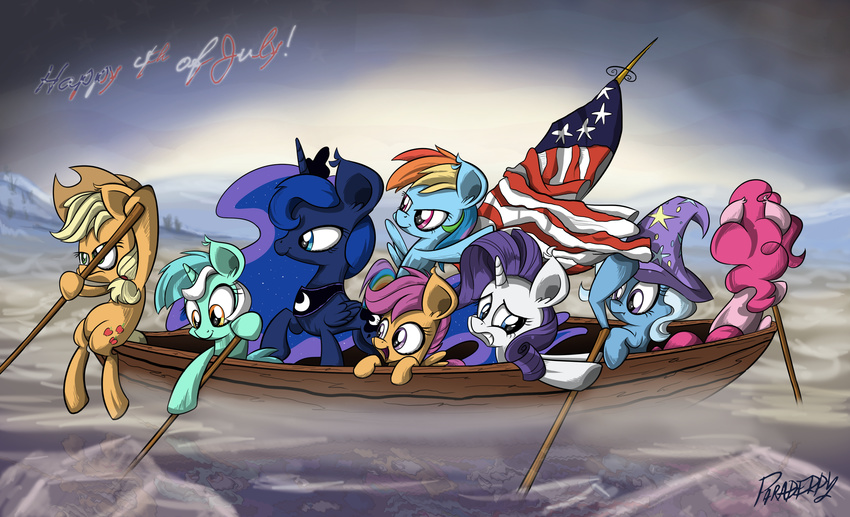 applejack_(mlp) blonde_hair blue_eyes blue_fur blue_hair boat clothing cowboy_hat crown cub cutie_mark equine female feral flag freckles friendship_is_magic frown fur green_eyes group hair hat horn horse ice long_hair lyra_(mlp) lyra_heartstrings_(mlp) mammal multi-colored_hair my_little_pony open_mouth orange_fur outside paraderpy pegasus pink_fur pink_hair pinkie_pie_(mlp) pony princess princess_luna_(mlp) purple_eyes purple_hair rainbow_dash_(mlp) rainbow_hair rarity_(mlp) royalty scootaloo_(mlp) sitting sky smile teeth trixie_(mlp) two_tone_hair unicorn water white_fur winged_unicorn wings yellow_eyes young
