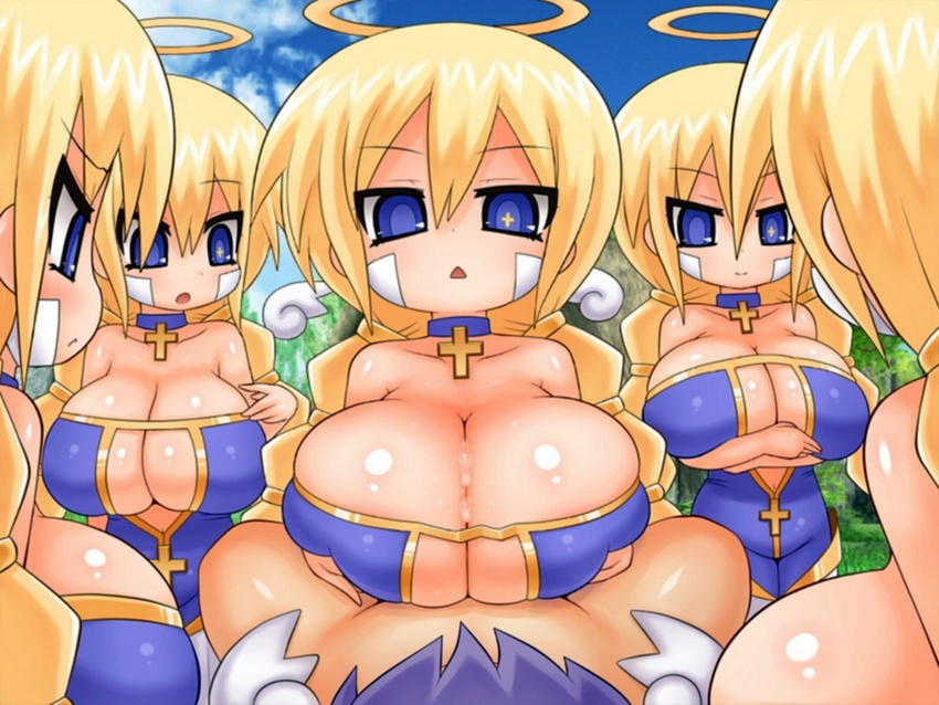 angel arekishi blonde_hair breasts cleavage large_breasts mon-musu_quest! paizuri sex
