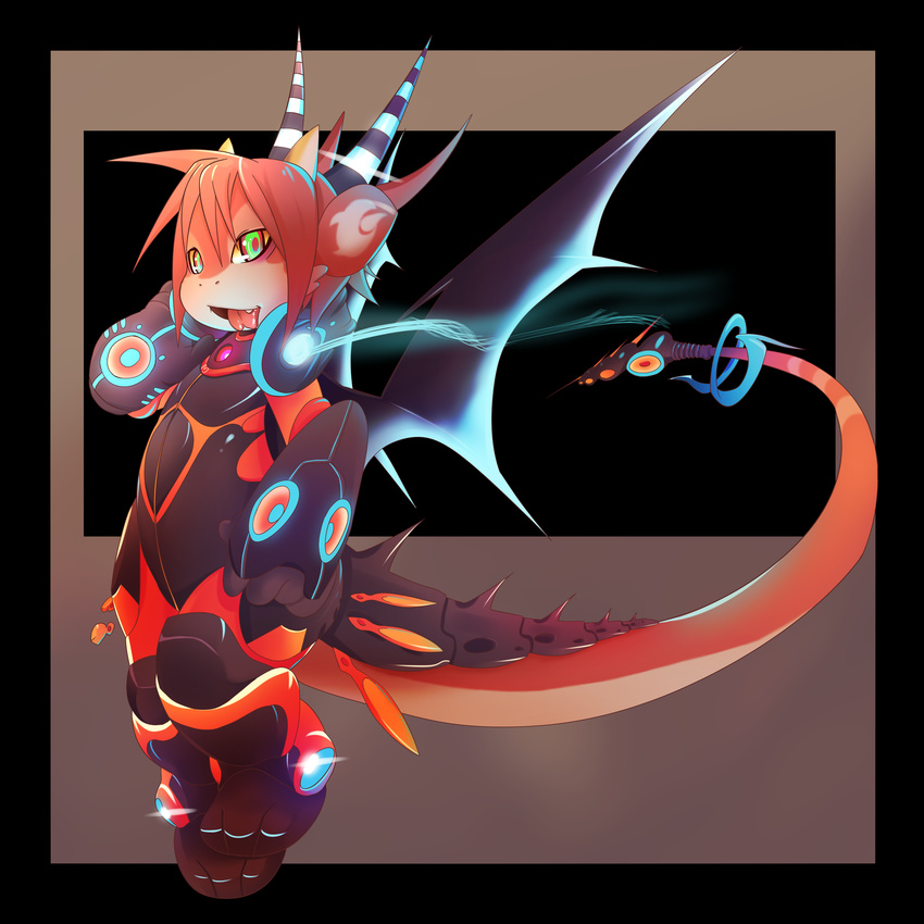 amazing anthro cool cute dragon dubstep female glaw headphones hi_res mecha mega_man_(character) mega_man_(series) neon neon_lights ru_(rudragon) rudragon scalie speakers wings