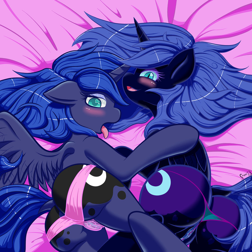 butt equine female feral friendship_is_magic horn jasonstrom looking_at_viewer mammal my_little_pony nightmare_moon_(mlp) nude open_mouth panties presenting princess_luna_(mlp) pussy pussy_juice steen thong tongue tongue_out underwear wet_panties winged_unicorn wings