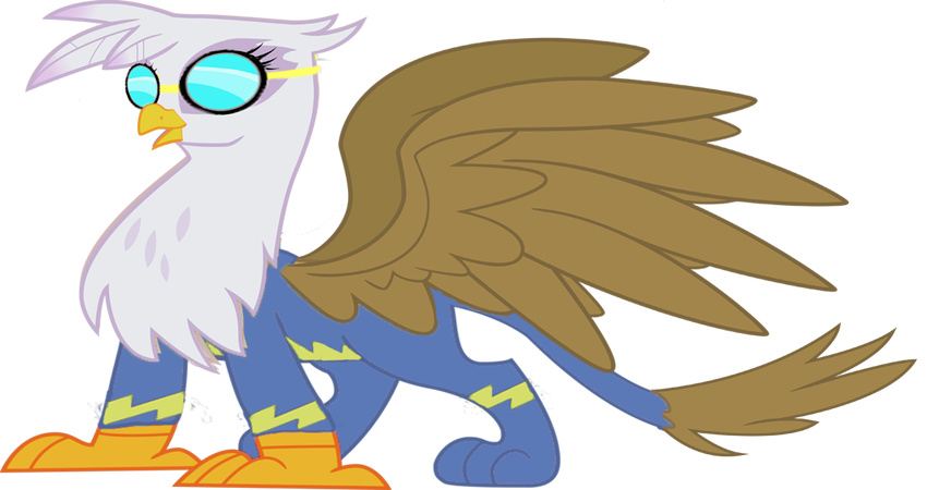 alpha_channel avian brown_feathers eyewear female feral friendship_is_magic gilda_(mlp) goggles gryphon my_little_pony open_mouth plain_background rarity6195 solo transparent_background white_feathers wings wonderbolts_(mlp)