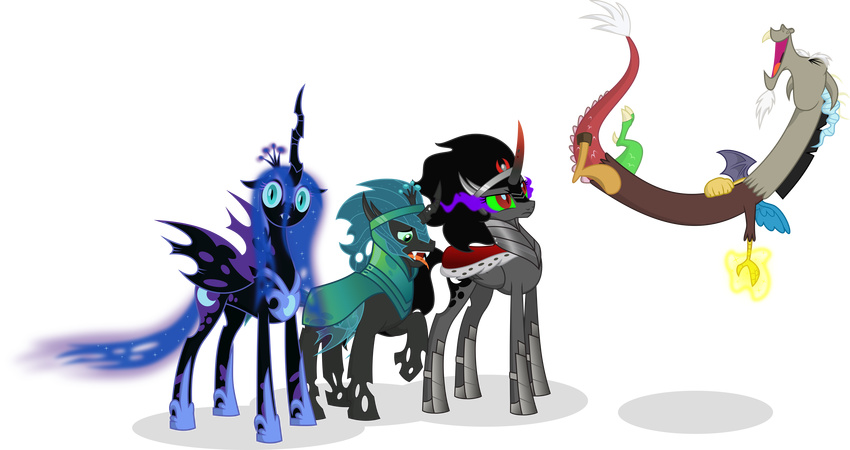 alpha_channel beard black_hair blue_hair changeling crossgender cutie_mark discord_(mlp) draconequus equine eyes_closed facial_hair female feral friendship_is_magic green_eyes group hair hi_res horn king_sombra_(mlp) male mammal my_little_pony nightmare_moon_(mlp) open_mouth plain_background queen_chrysalis_(mlp) red_eyes teal_eyes tongue tongue_out transparent_background unicorn winged_unicorn wings zimvader42