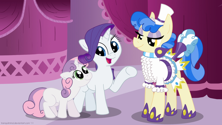 blue_eyes blue_hair clothed clothing cool_colors cream_fur cub cutie_mark_crusaders_(mlp) dress equine female feral friendship_is_magic fur green_eyes group hair hat horn horse long_hair mammal multi-colored_hair my_little_pony pink_hair pony purple_hair rarity_(mlp) sapphire_shores_(mlp) short_hair sibling sisters smile sweetie_belle_(mlp) tan_fur tranquilmind two_tone_hair unicorn white_fur yellow_eyes young