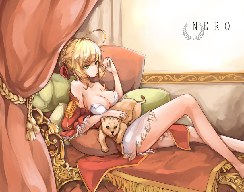 breasts dress fate/extra lion saber_extra tagme