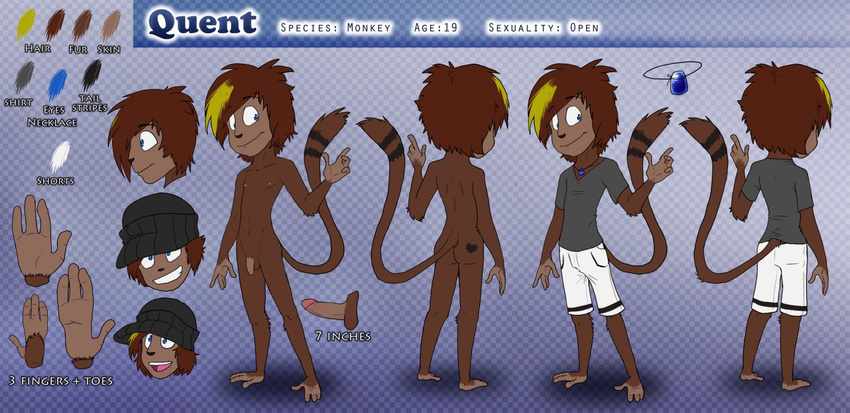 animatics butt girly hat hindpaw invalid_tag jameson male mammal markings model_sheet monkey monkeyboi paws penis primate quent