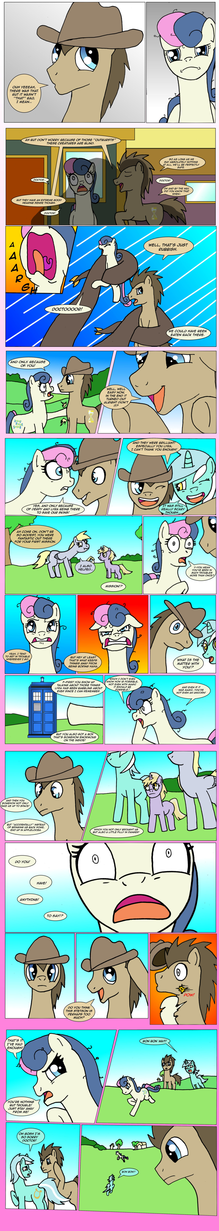 angry blonde_hair blue_eyes bonbon_(mlp) brown_fur brown_hair comic cutie_mark derpy_hooves_(mlp) dialog dinky_hooves_(mlp) doctor_whooves_(mlp) edowaado english_text equine eyes female feral friendship_is_magic fur green_fur grey_fur group hair hat horn horse lyra_(mlp) lyra_heartstrings_(mlp) male mammal my_little_pony outside pegasus pony smile standing text tree two_tone_hair unicorn white_fur wings yellow_eyes