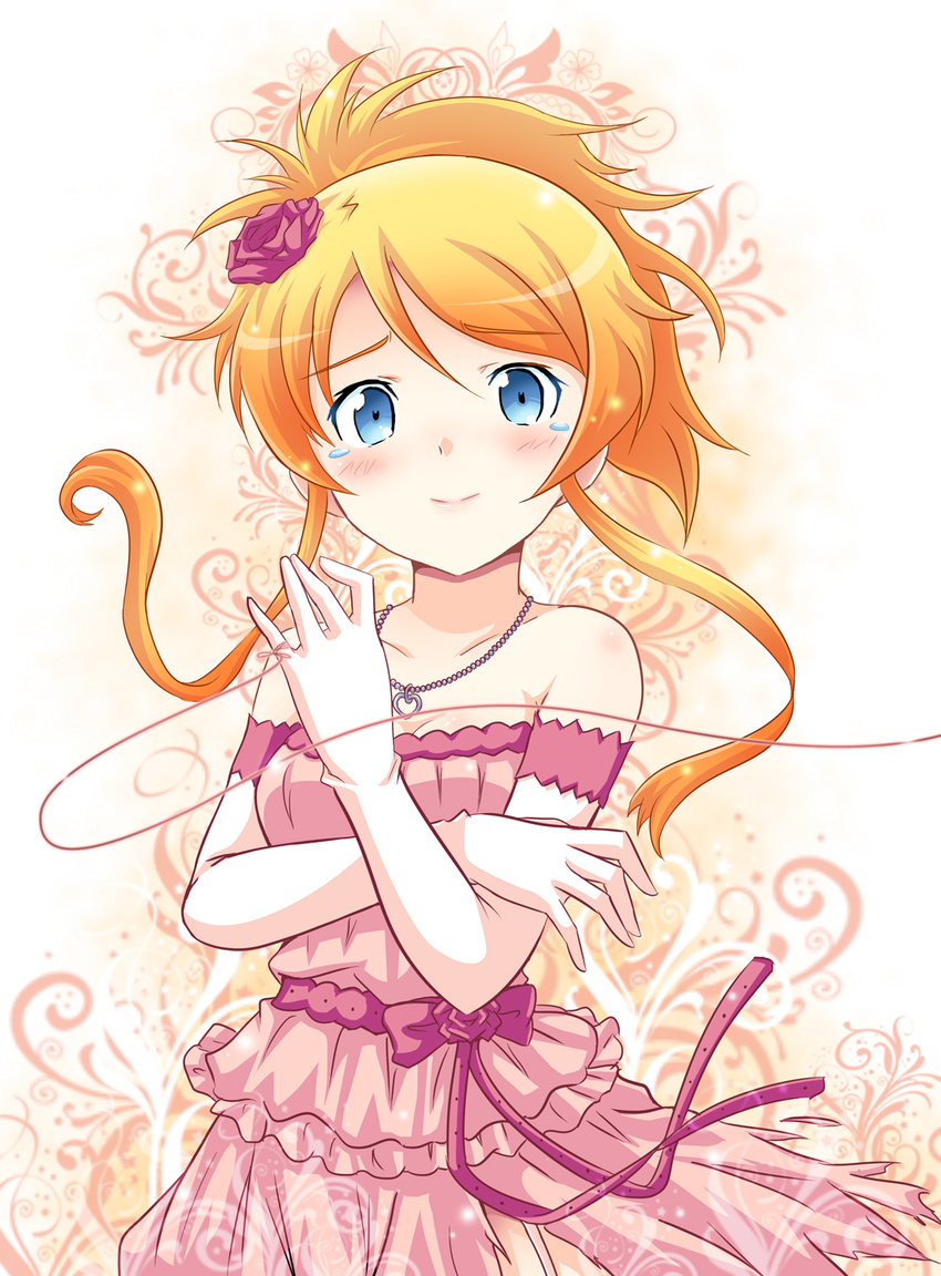 bare_shoulders blue_eyes dress gloves gown highres kousaka_kirino long_hair orange_hair ore_no_imouto_ga_konna_ni_kawaii_wake_ga_nai ryusei2u solo