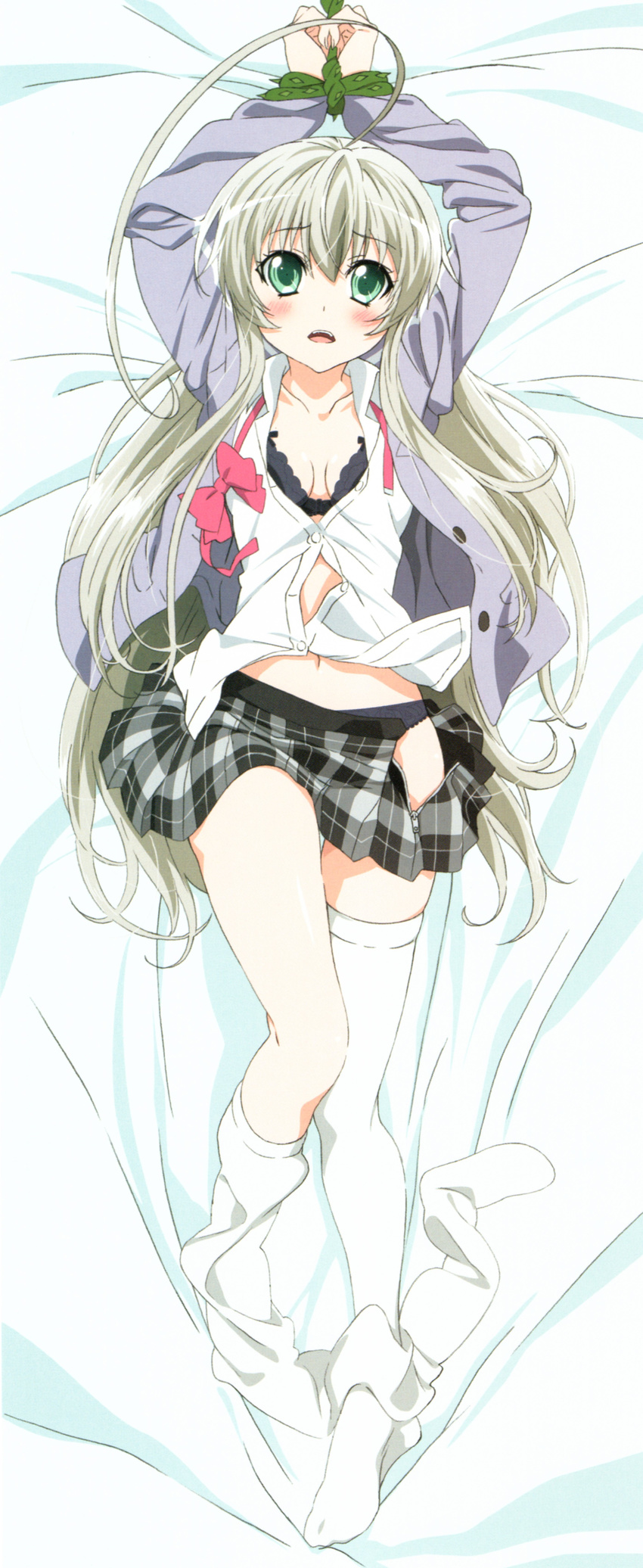 absurdres artist_request bed bed_sheet blush dakimakura full_body haiyore!_nyaruko-san highres looking_at_viewer lying nyarlathotep_(nyaruko-san) official_art on_back on_bed scan solo