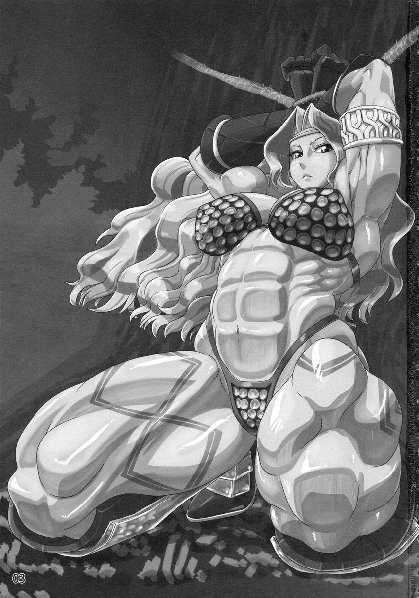 amazon_(dragon's_crown) big_muscles black_and_white chainmail_bikini dragon's_crown dragon's_crown female greyscale human impractical_armor mammal monochrome muscles muscular_female thick_thighs unconvincing_armor