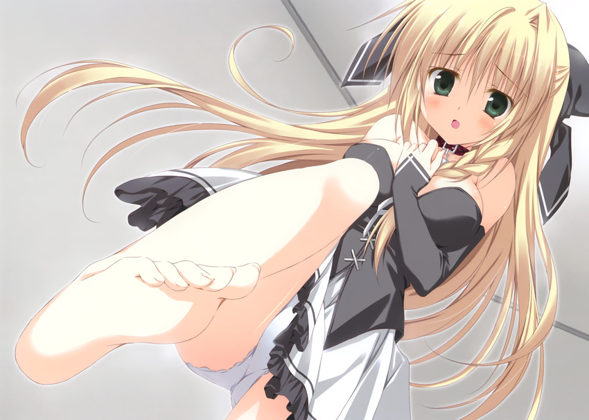 barefoot blonde_hair blush korie_riko long_hair luna_(tsuki_tsuki!) tsuki_tsuki!