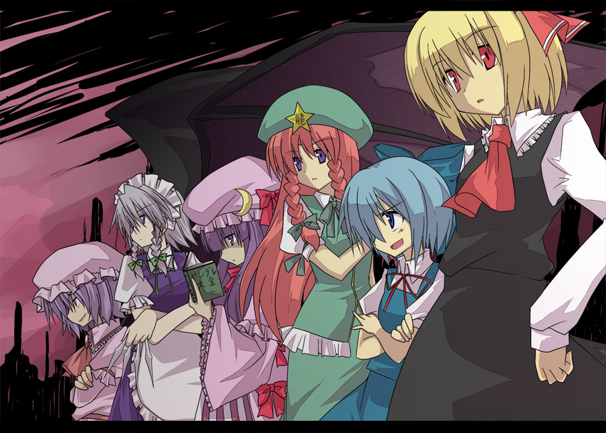 akane_souichi bad_id bad_pixiv_id braid cirno crossed_arms group_picture group_profile hong_meiling izayoi_sakuya lineup multiple_girls patchouli_knowledge profile remilia_scarlet rumia the_embodiment_of_scarlet_devil touhou