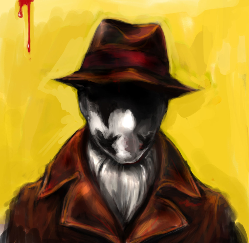 bad_id bad_pixiv_id coat hat highres male_focus mask osakana_(denpa_yun'yun) rorschach solo watchmen