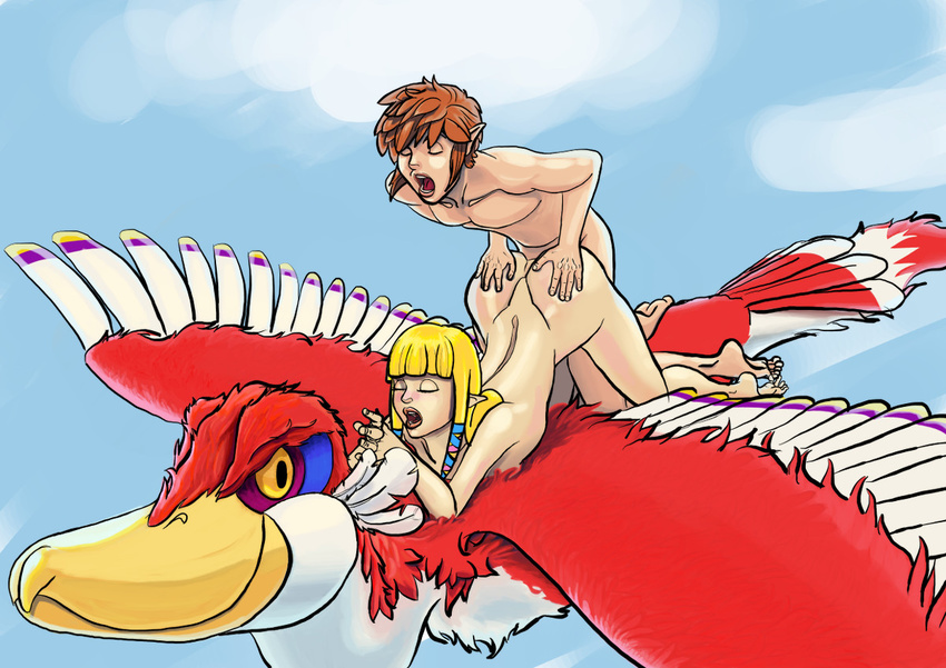 chickken legend_of_zelda link loftwing princess_zelda skyward_sword