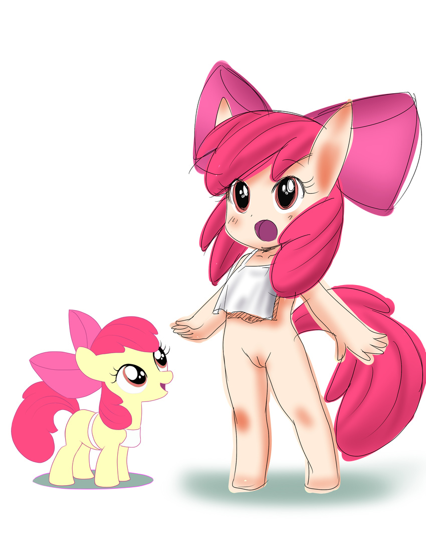 &#37324;&#30000;&#24196;&#21496; amber_eyes apple_bloom apple_bloom_(mlp) apron black_background bow child cub cutie_mark_crusaders equine female friendship_is_magic fur hair horse human humanized looking_at_viewer mammal my_little_pony open_mouth plain_background pony pussy red_hair simple_background smile solo yellow_fur young