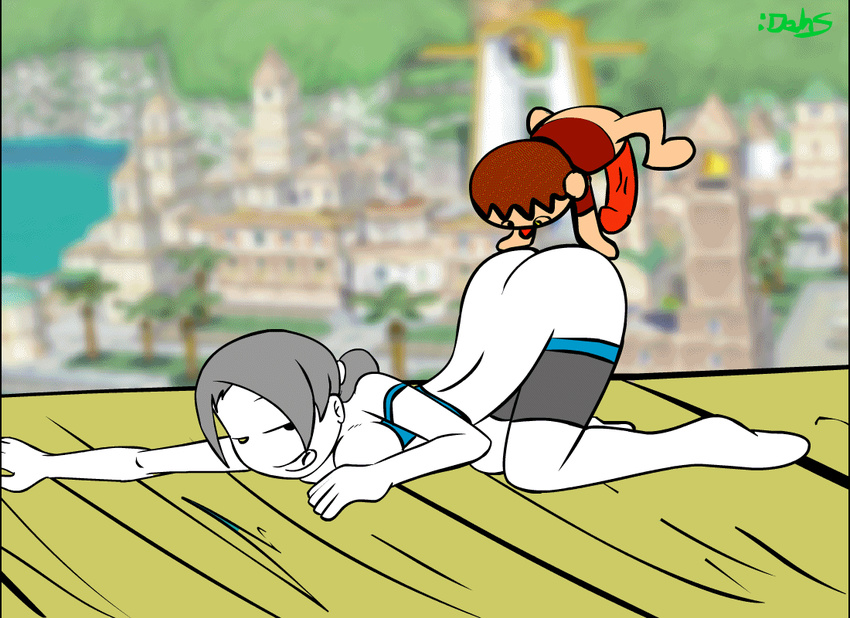 animal_crossing animal_crossing_boy animated dahs wii_fit wii_fit_trainer