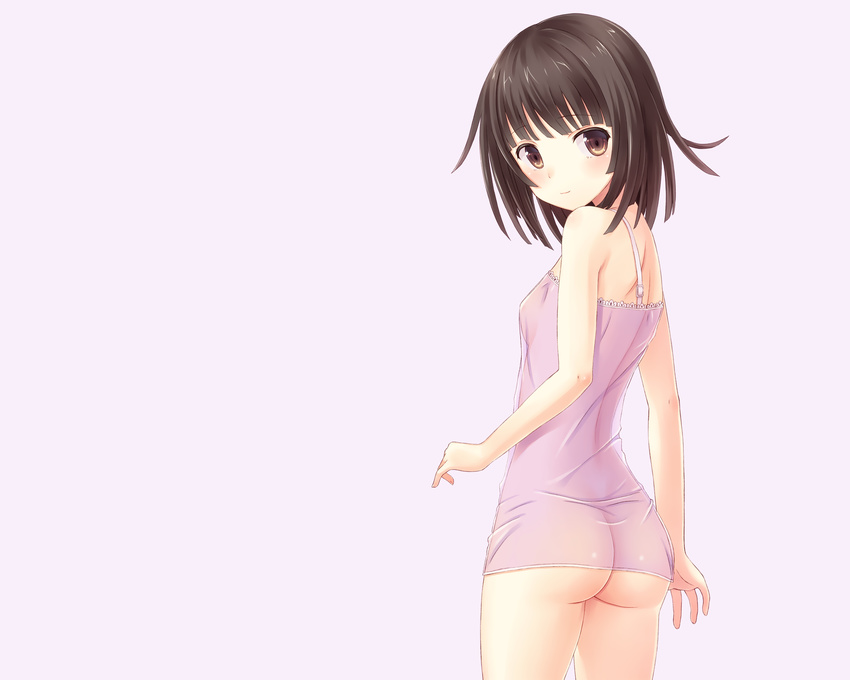 ass bakemonogatari black_hair monogatari_(series) n.g. nopan see_through sengoku_nadeko short_hair