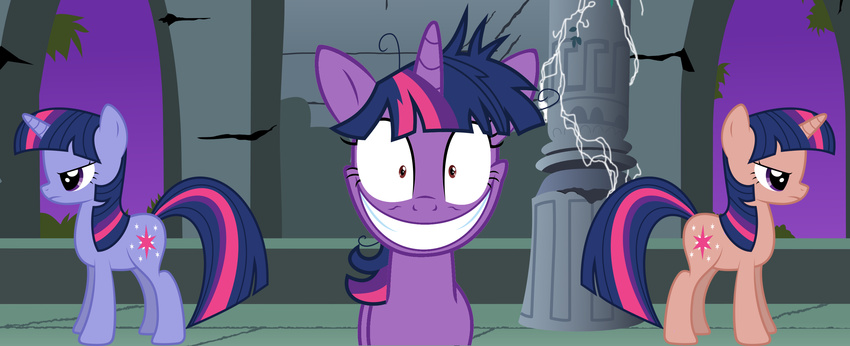 blue_body clone cutie_mark dragonmorpheus equine female feral friendship_is_magic grin group horse looking_at_viewer mammal my_little_pony night orange_body pony purple_eyes recolor red_eyes twilight_sparkle_(mlp)