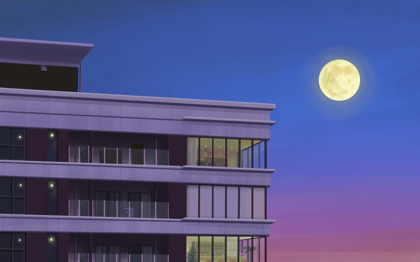 building gishiro_contact moon night original scenic sky sunset