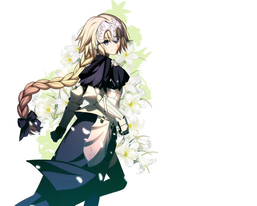 armor blonde_hair braids fate/apocrypha fate/stay_night flowers jeanne_d'arc_(fate/apocrypha) long_hair takeuchi_takashi transparent vector