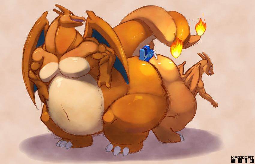 3_toes big_butt big_tail blue_dragon butt charizard chubby claws crush fire huge_butt kazecat looking_back male nintendo overweight pok&#233;mon pok&eacute;mon scalie squash tabra toe_claws video_games western_dragon wide_hips wings