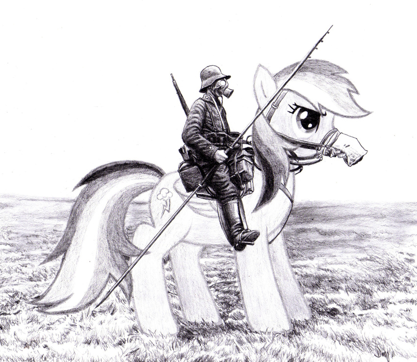 bigger_version_at_the_source equine female feral friendship_is_magic gas_mask horse human male mammal military monochrome mount my_little_pony pegasus pony rainbow_dash_(mlp) uhlan uniform wings world_war_one