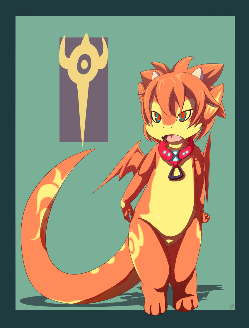 ambiguous_gender collar cub cute dragon glowing open_mouth ru_(rudragon) rudragon scalie tongue wide_hips wings young