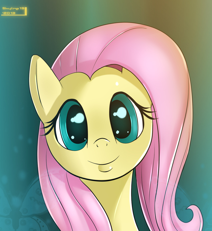 blue_eyes cute equine female feral fluttershy_(mlp) friendship_is_magic hair horse looking_at_viewer mammal my_little_pony pegasus pink_hair pony skyline19 smile wings