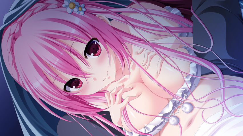 cleavage game_cg gensou_no_idea nanami_naru pink_hair