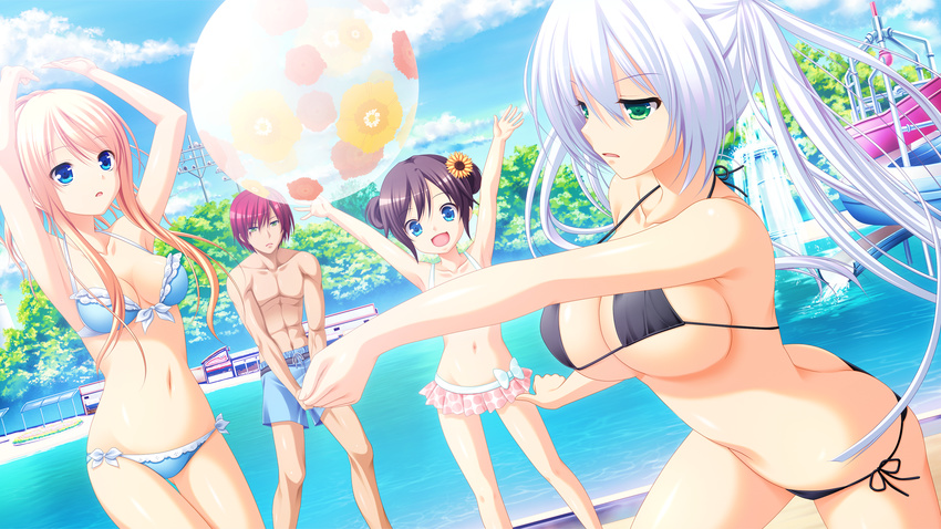 bikini game_cg gensou_no_idea kenzaki_noel kujou_mitsuki possible_duplicate swimsuit white_hair