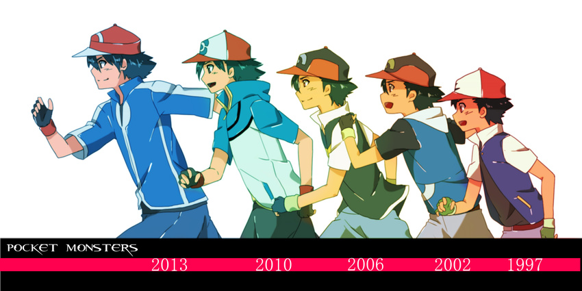 age_progression black_hair cap fingerless_gloves gloves hat pokemon pokemon_(anime) satoshi_(pokemon)
