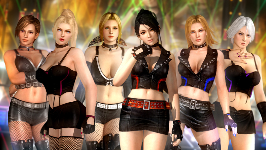 6+girls black_hair blonde_hair christie christie_(doa) dead_or_alive dead_or_alive_5 fishnets gloves helena_douglas highres lisa_hamilton midriff momiji_(ninja_gaiden) multiple_girls ninja_gaiden ninja_gaiden:_dragon_sword official_art rachel_(ninja_gaiden) skirt tecmo tina_armstrong wallpaper white_hair