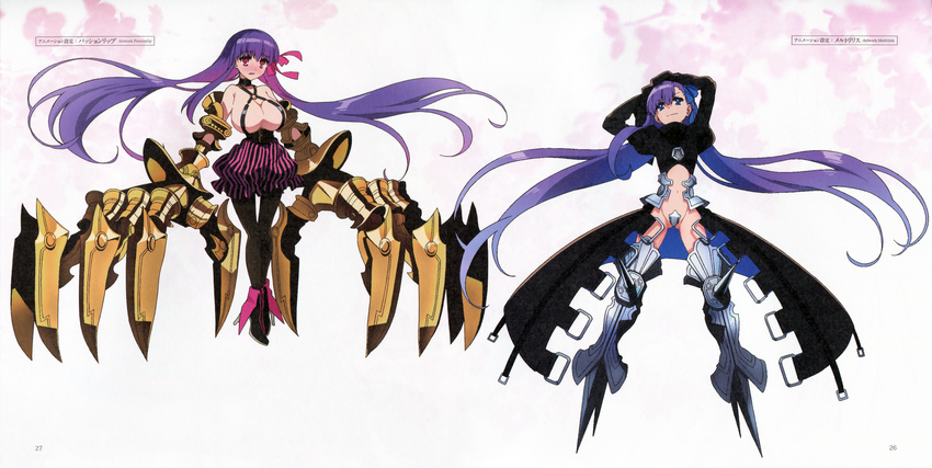 bleed_through cleavage fate/extra fate/extra_ccc fate/stay_night mecha_musume meltlilith pantyhose paper_texture passion_lip thighhighs type-moon