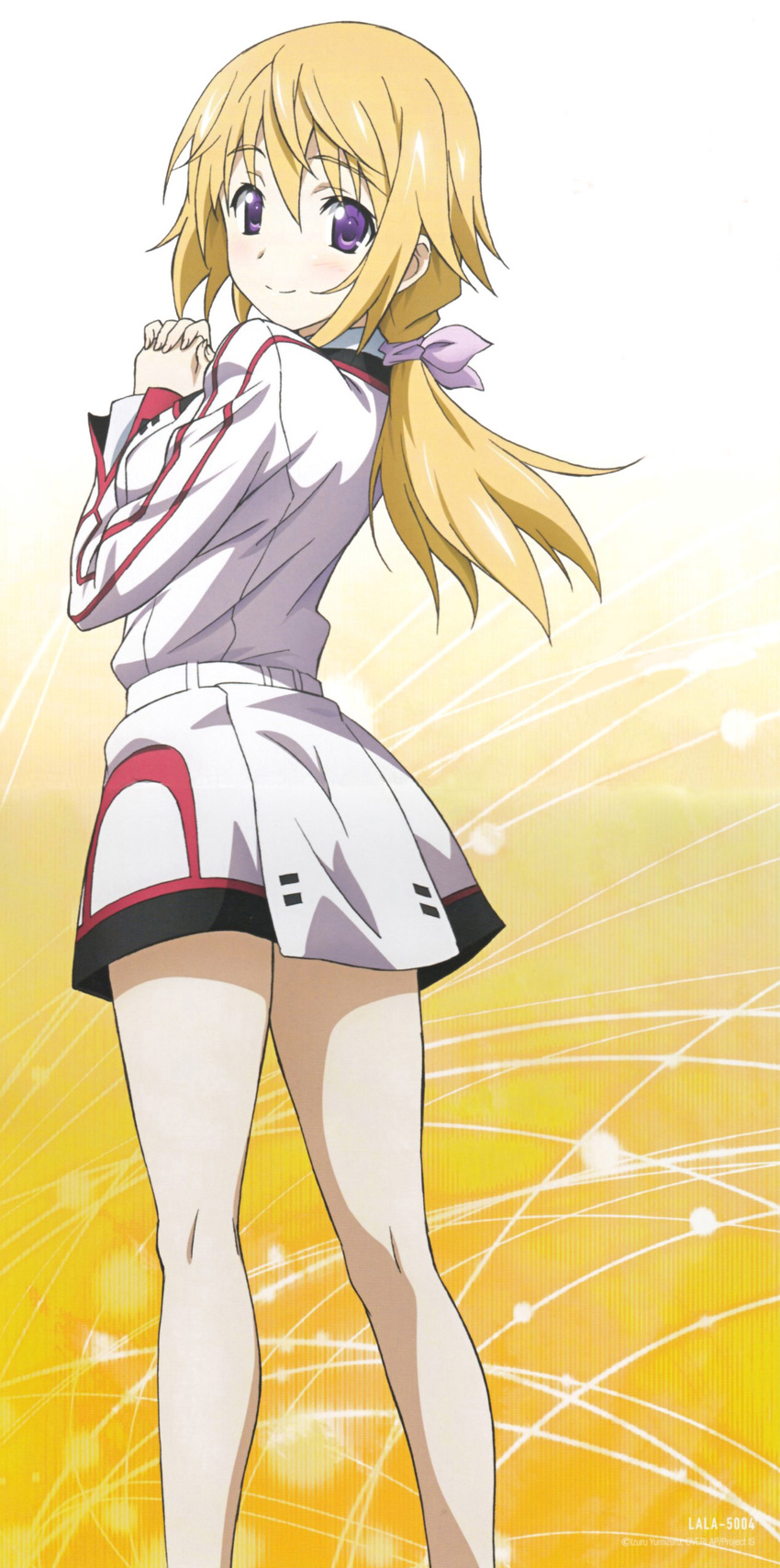 1girl charlotte_dunois infinite_stratos looking_at_viewer official_art scan school_uniform solo