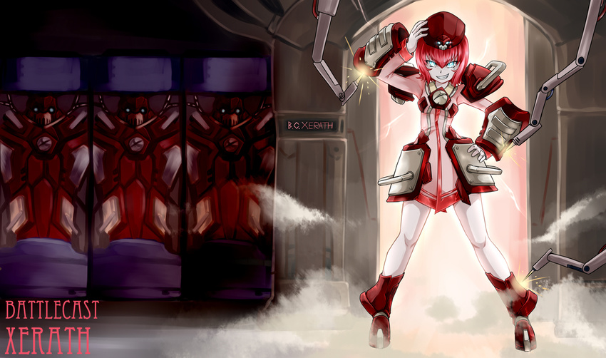 alternate_costume armor armored_dress blue_eyes boots genderswap genderswap_(mtf) league_of_legends nam_(valckiry) personification red_hair short_hair solo white_skin xerath