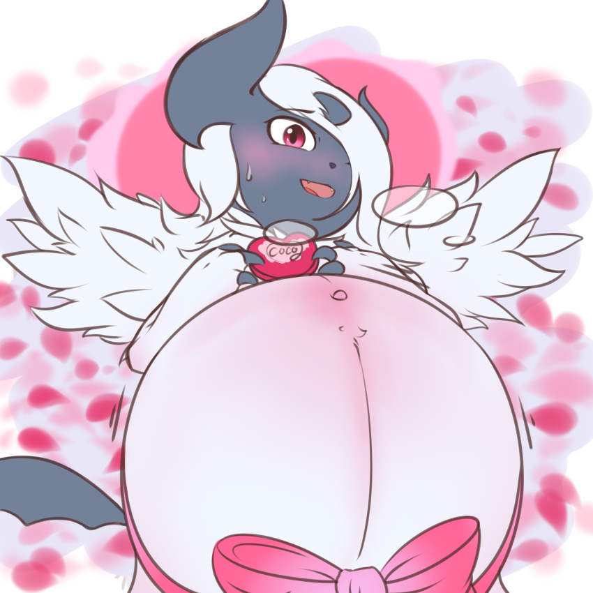 absol absurd_res belly big_belly contraction contractions darlondemonic female feral generation_3_pokemon generation_4_pokemon generation_6_pokemon hi_res holidays mega_absol mega_evolution nintendo pokemon pokemon_(species) pregnant pregnant_female pregnant_feral solo valentine's_day