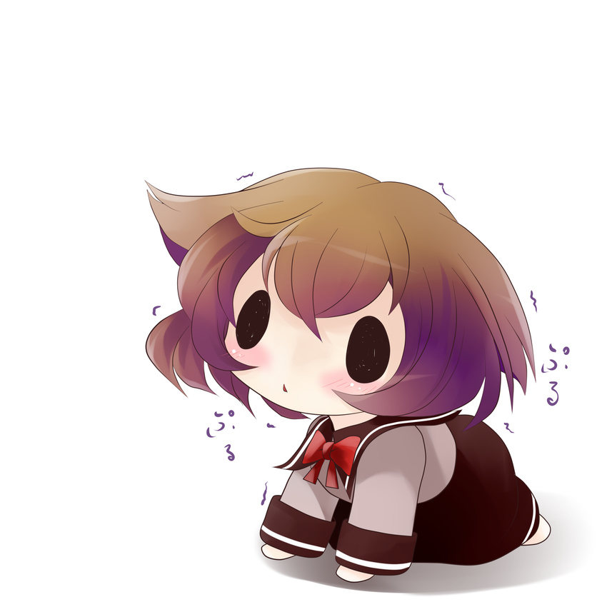 brown_hair chibi highres original school_uniform serafuku short_hair solo trembling yume_shokunin