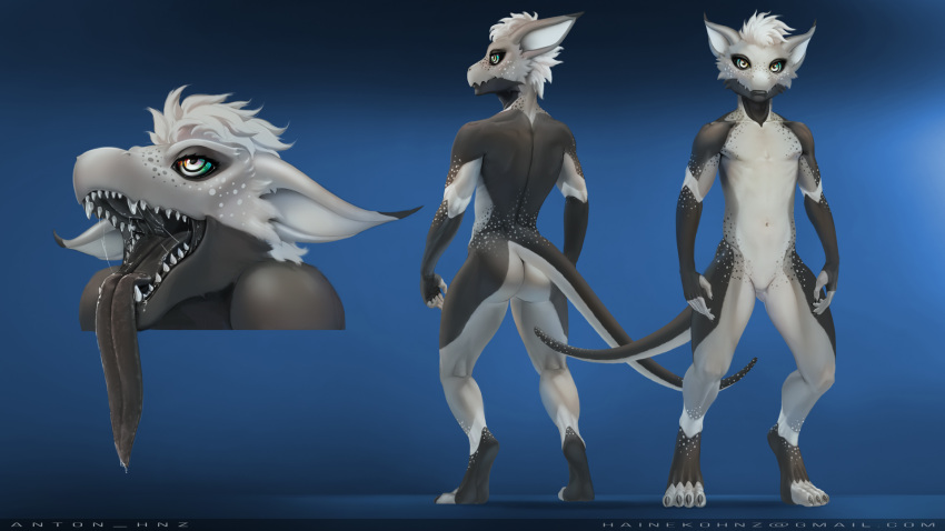 16:9 anthro com genitals hi_res hnz kobold krakka male paint penis pose seductive solo tail tongue widescreen