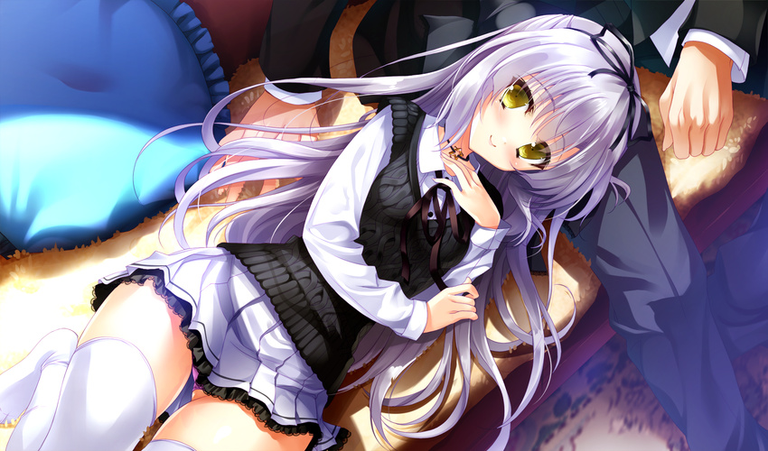 blush game_cg gray_hair lass long_hair panties shoujo_shiniki_shoujo_tengoku takagi_sana underwear youta