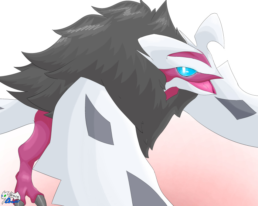 absurd_res ambiguous_gender anthro claws digital_media_(artwork) dracodrawer feral fur generation_6_pokemon hair hi_res legendary_pokemon looking_at_viewer nintendo open_mouth pokemon pokemon_(species) shaded shiny_pokemon signature simple_background smile solo tail white_body wings yveltal