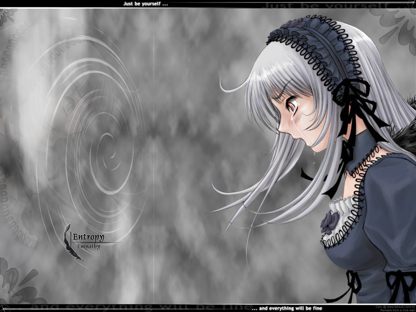 caio gothic pink_eyes ribbons rozen_maiden suigintou water white_hair wings