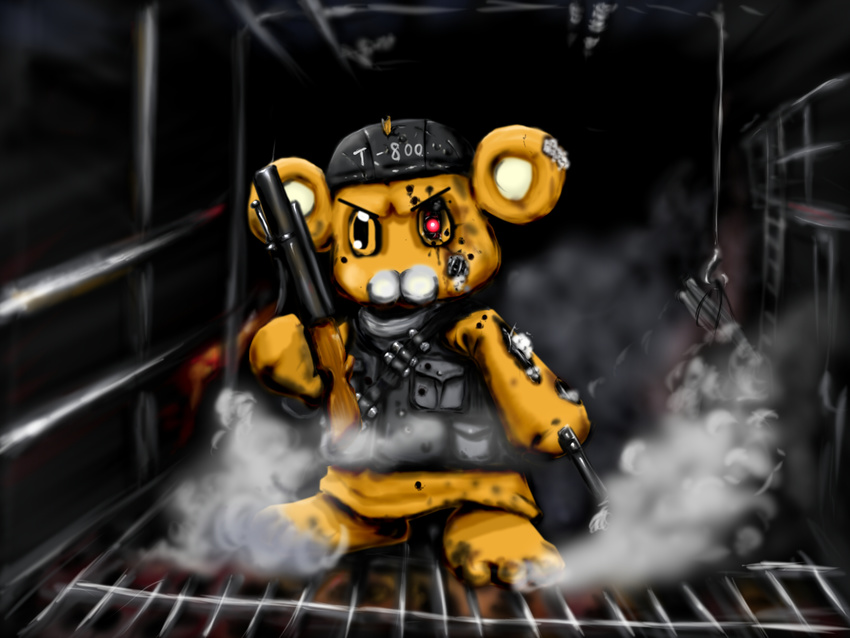 bear bonta-kun full_metal_panic! glowing glowing_eyes parody robot terminator