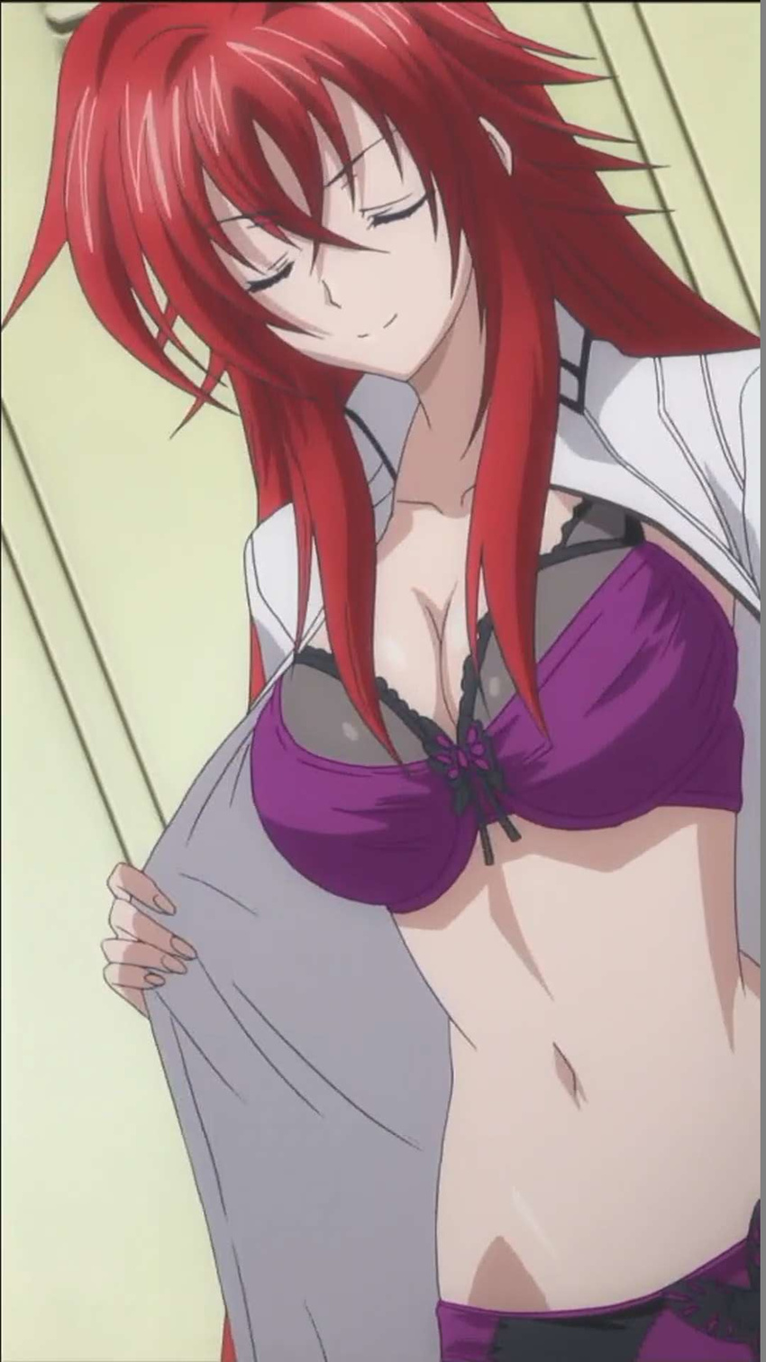 1girl bra breasts high_school_dxd large_breasts long_hair panties red_hair rias_gremory solo standing underwear